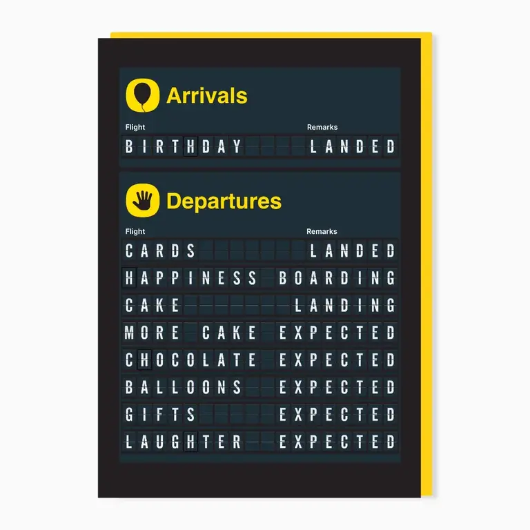 Stoats & Weasels Stoats & Weasels Arrivals Board - Birthday Card