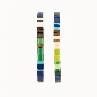 Altiplano Alto Beaded Tila Stretch Bracelet Beaded Pair (2) Green Denim