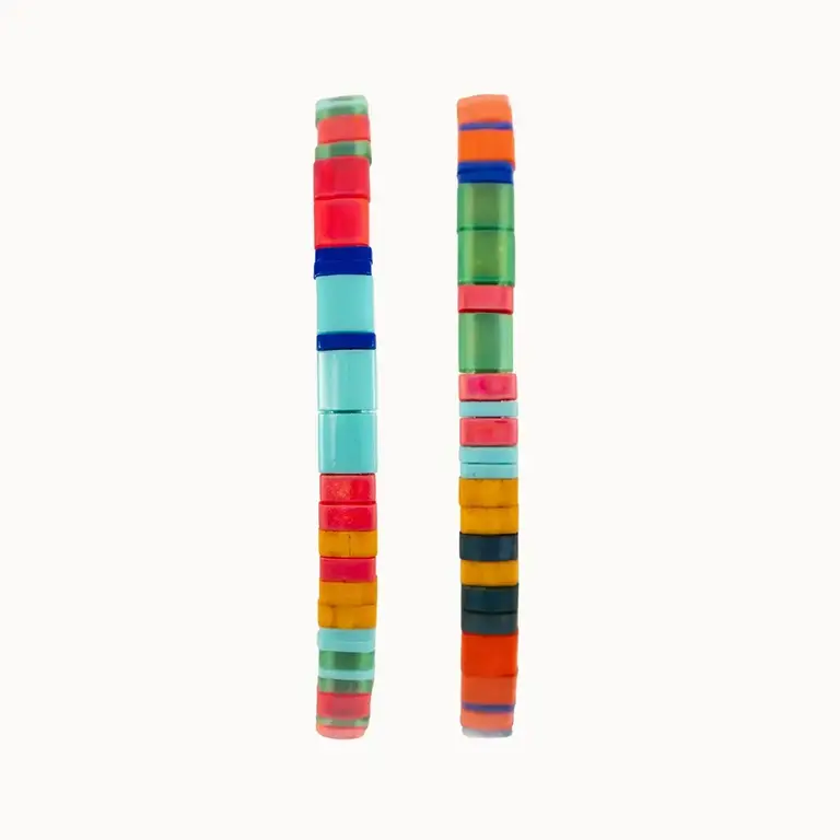 Altiplano Alto Beaded Tila Stretch Bracelet Beaded Pair (2) Multi Blue