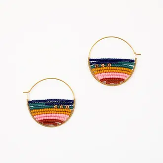 Altiplano Alto Beaded Layered Stripes Beaded Hoops - Deep Pop