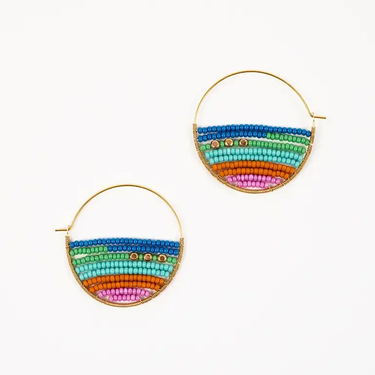 Altiplano Alto Beaded Layered Stripes Beaded Hoops - Upbeat