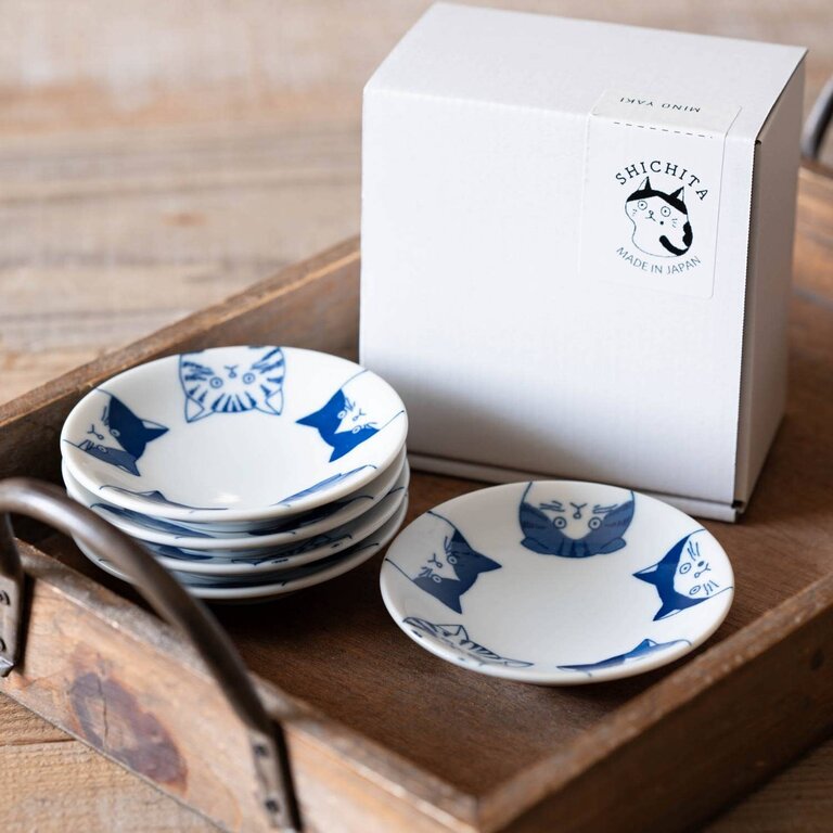 Ya-Ma Ya-Ma Japan Shichita Cat Plate Set (5) 10 cm