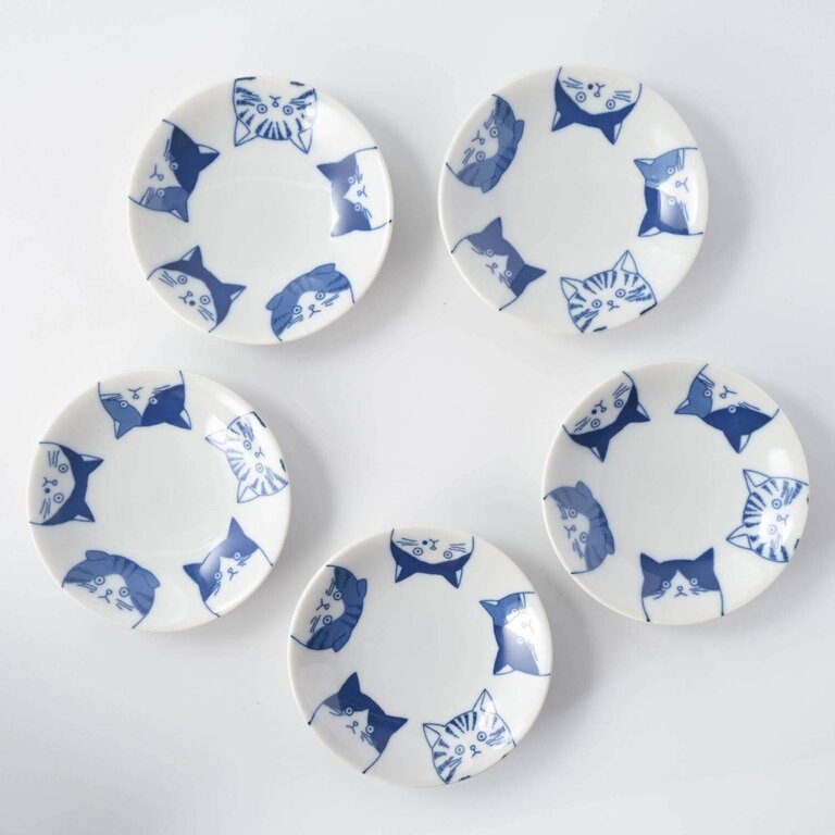 Ya-Ma Ya-Ma Japan Shichita Cat Plate Set (5) 10 cm
