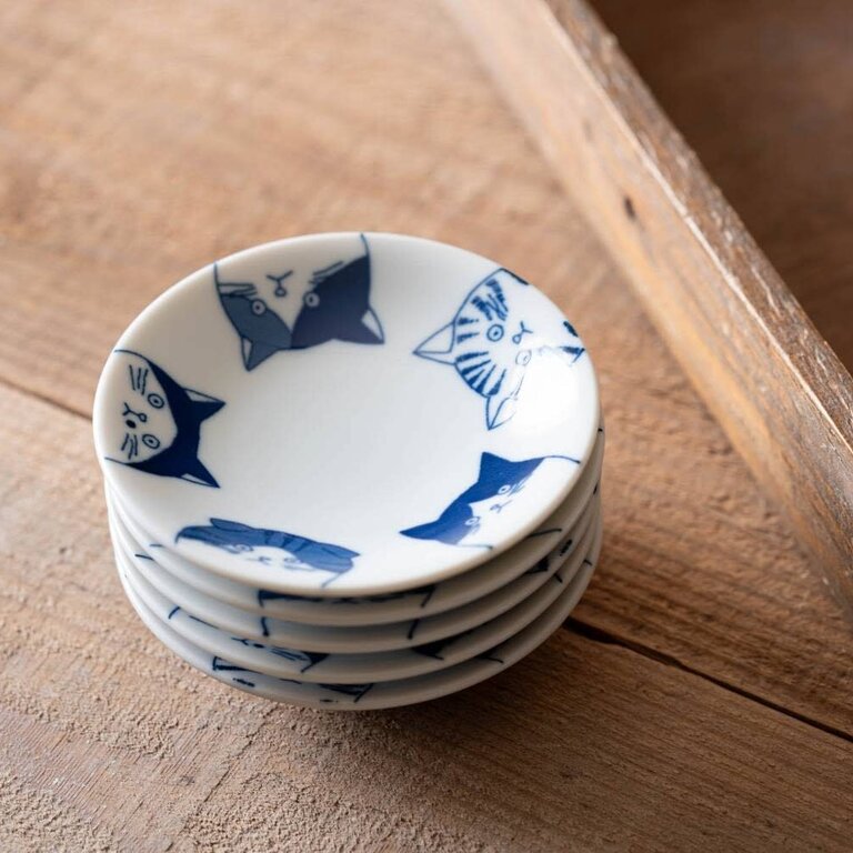 Ya-Ma Ya-Ma Japan Shichita Cat Plate Set (5) 10 cm