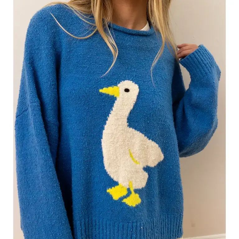Raison Raison Cotton Blend Fuzzy Duck Sweater