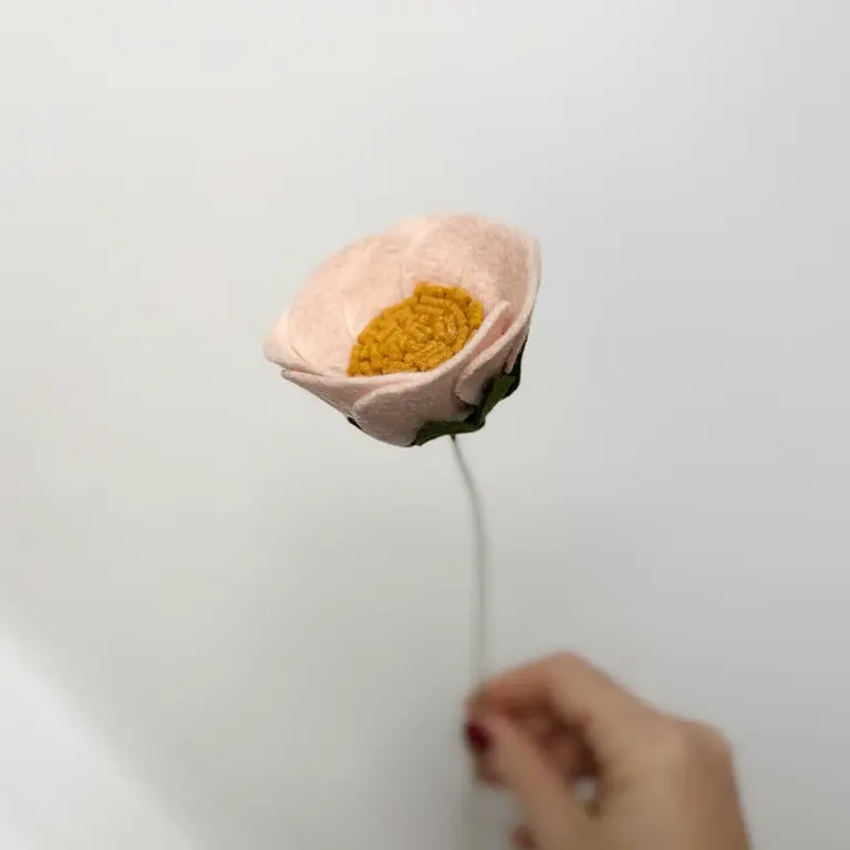 Fleurish Fleurish Felt Teacup Rose Pale Blush (Single)