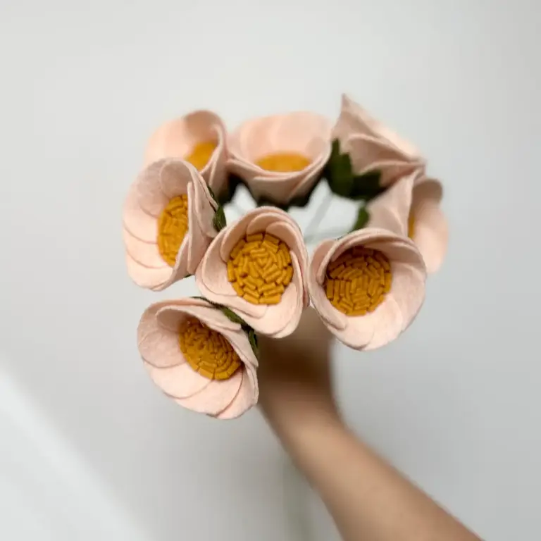 Fleurish Fleurish Felt Teacup Rose Pale Blush (Single)