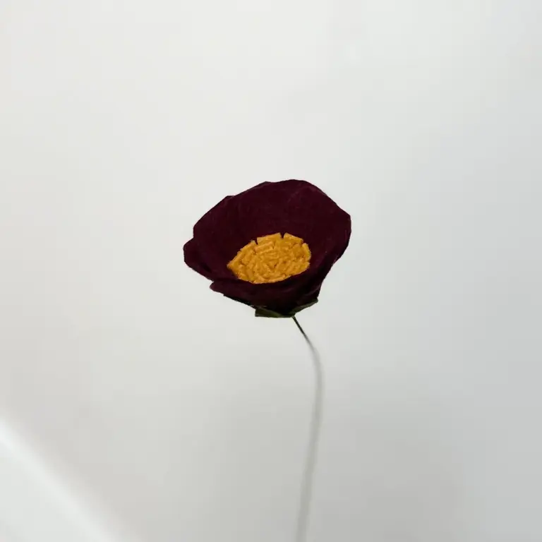 Fleurish Fleurish  Felt Teacup Rose Burgundy (Single)