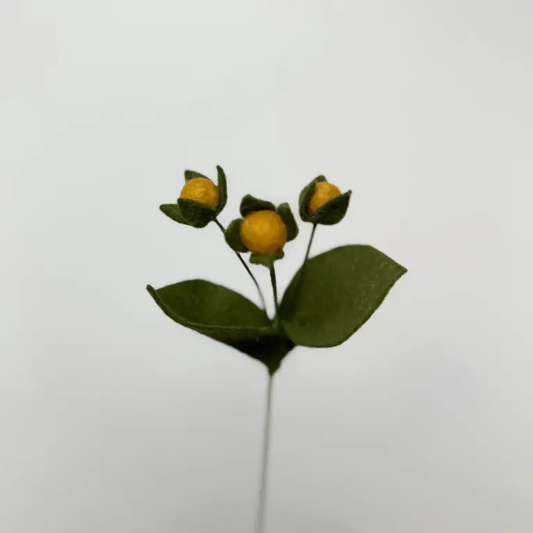 Fleurish Fleurish Hypericum Felt Berries Mustard (Single)