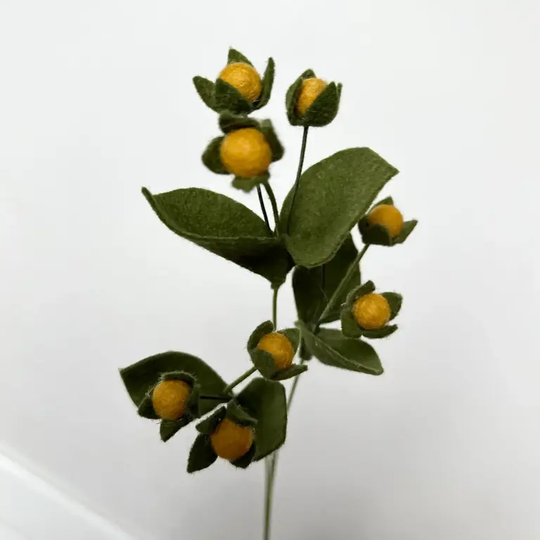 Fleurish Fleurish Hypericum Felt Berries Mustard (Single)