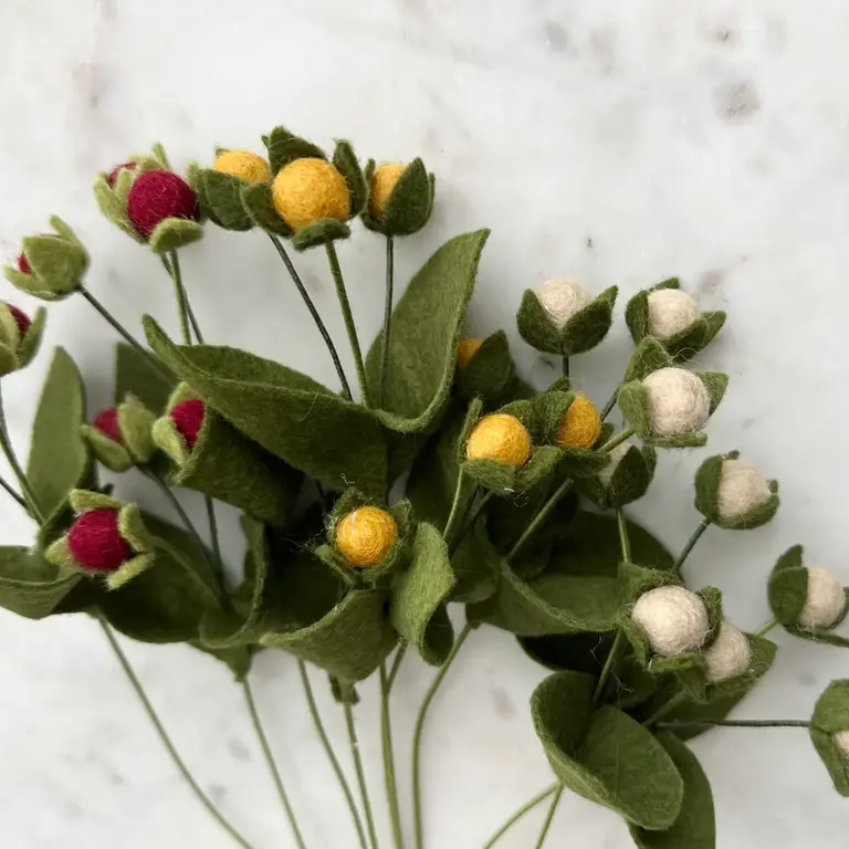 Fleurish Fleurish Hypericum Felt Berries Mustard (Single)