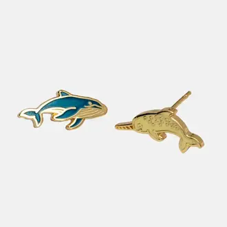 Yellow Owl Yellow Owl  Enamel Whale + Narwhal Earrings