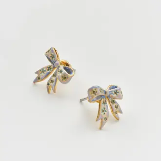 Fable England Fable Forget Me Not Bow Studs 22ct Gold Plated