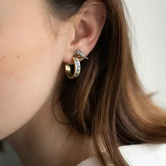 Fable England Fable Enamel Blue Tit Stud Earrings