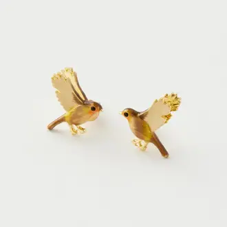 Fable England Fable Enamel Flying Robin Stud Earrings