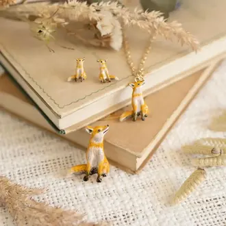 Fable England Fable Enamel Fox Studs Earrings