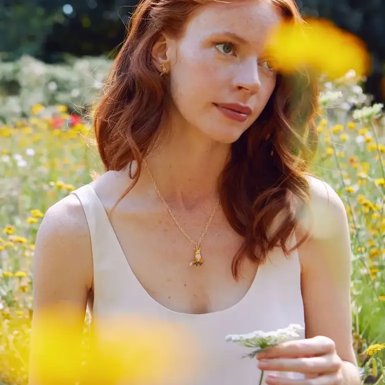 Fable England Fable Enamel Fox Studs Earrings