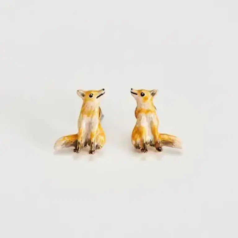 Fable England Fable Enamel Fox Studs Earrings