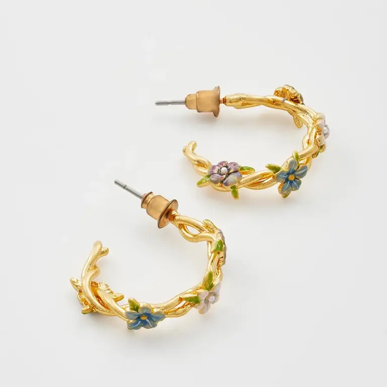 Fable England Fable Wildflower Garden Hoops 22 ct Gold Plated