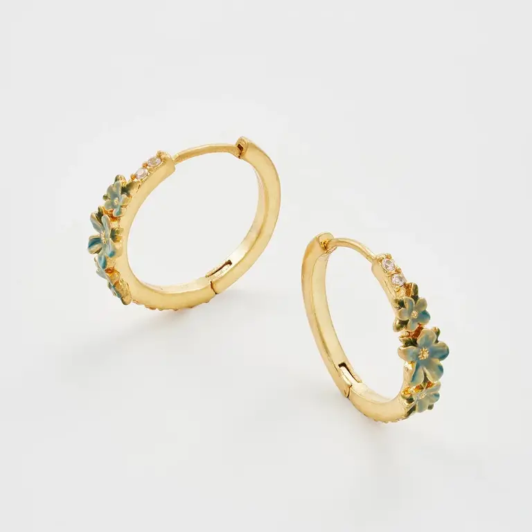 Fable England Fable Floral Wreath Hoops 22 ct Gold Plated