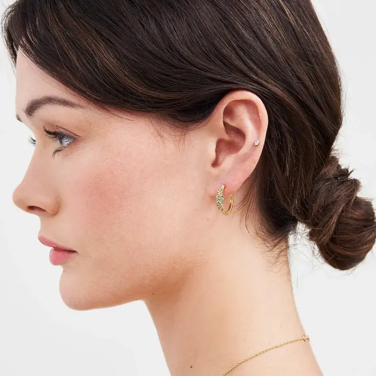 Fable England Fable Floral Wreath Hoops 22 ct Gold Plated