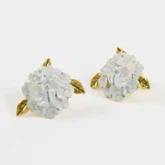 Fable England Fable Enamel Hydrangea 18ct Gold Plated Studs