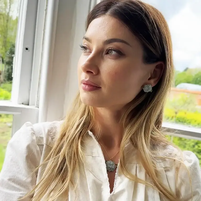 Fable England Fable Enamel Hydrangea 18ct Gold Plated Studs