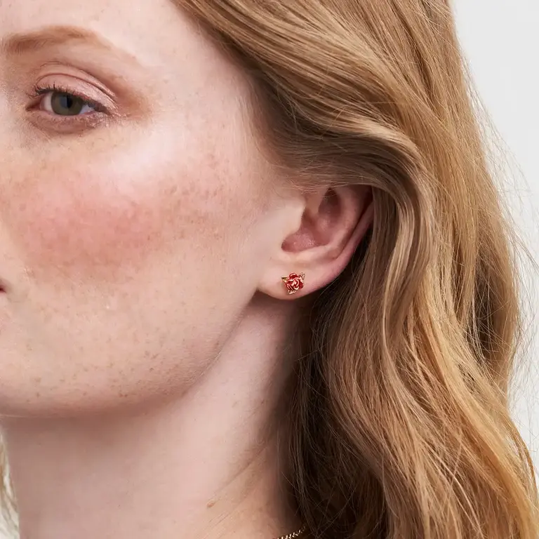 Fable England Fable English Rose 22ct Gold Plated Studs