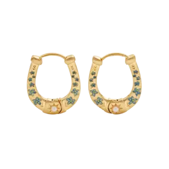 Fable England Fable Lucky Horseshoe 22ct Gold Plated Earrings