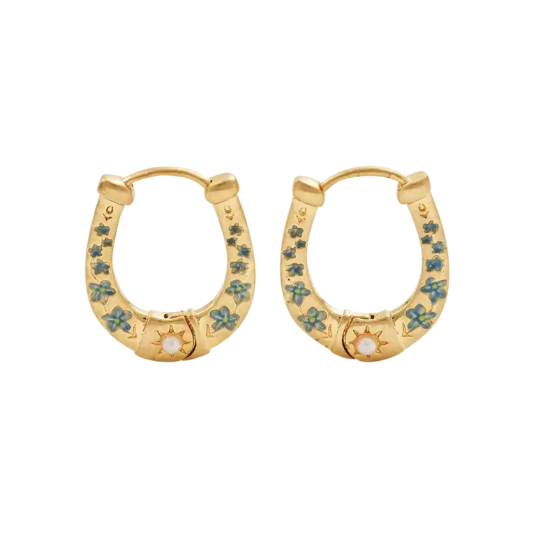 Fable England Fable Lucky Horseshoe 22ct Gold Plated Earrings