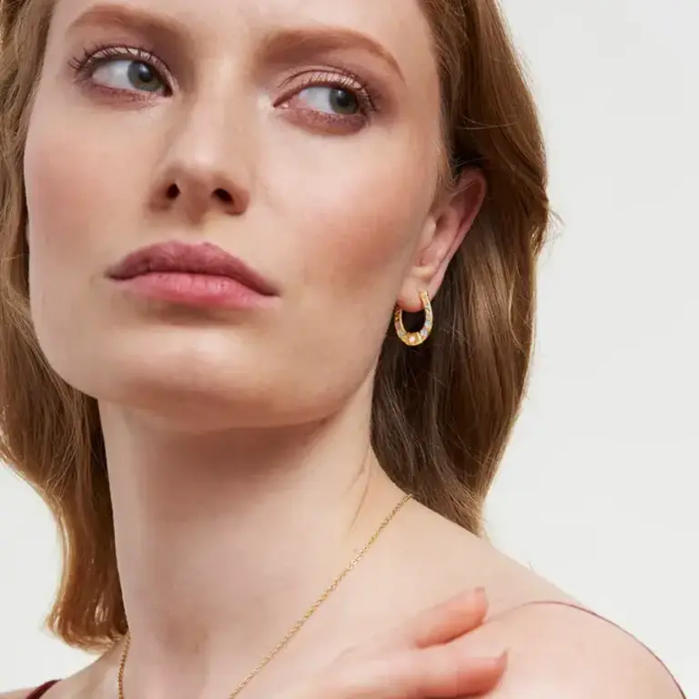 Fable England Fable Lucky Horseshoe 22ct Gold Plated Earrings