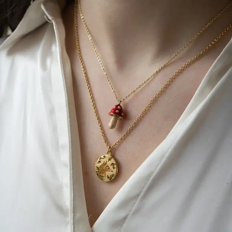 Fable England Fable Enamel Mushroom Necklace