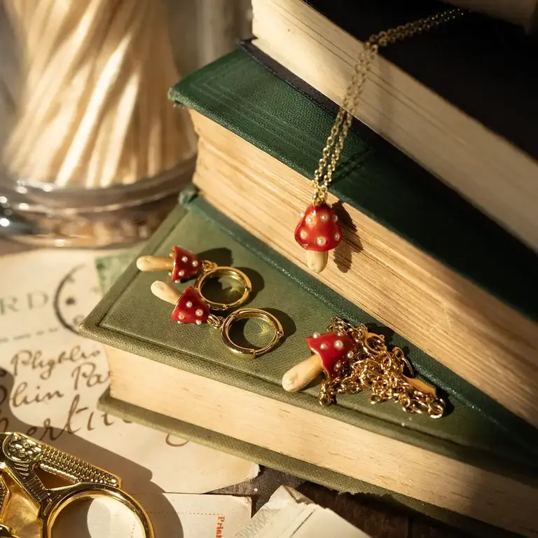 Fable England Fable Enamel Mushroom Necklace