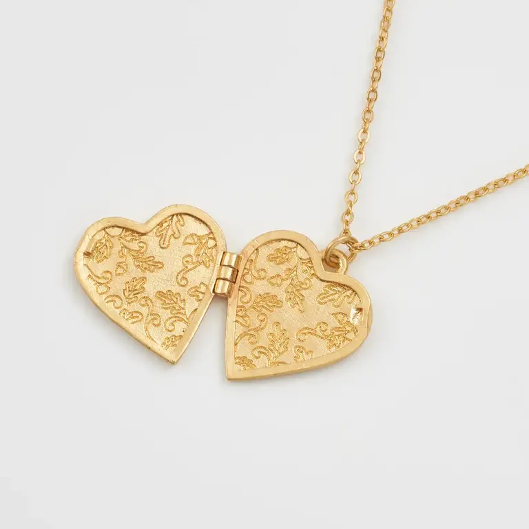 Fable England Fable Handpainted Swallow Heart Locket Necklace