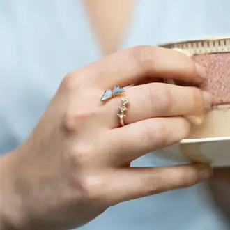 Fable England Fable Handpainted Enamel Butterfly Ring Adjustable