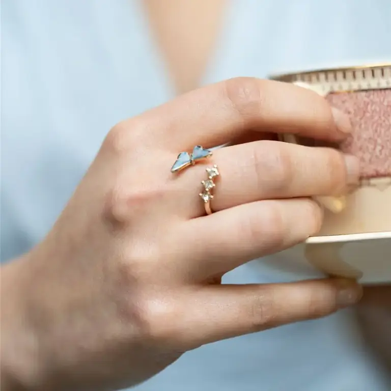 Fable England Fable Handpainted Enamel Butterfly Ring Adjustable