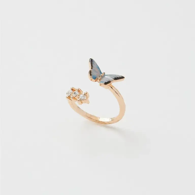 Fable England Fable Handpainted Enamel Butterfly Ring Adjustable