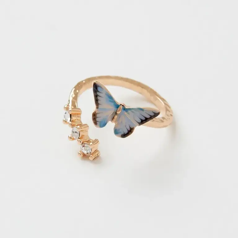 Fable England Fable Handpainted Enamel Butterfly Ring Adjustable