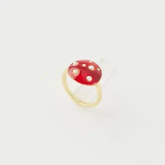 Fable England Fable Handpainted Enamel Mushroom Ring