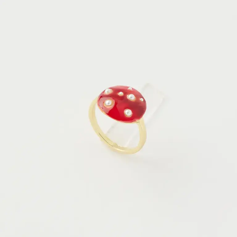 Fable England Fable Handpainted Enamel Mushroom Ring