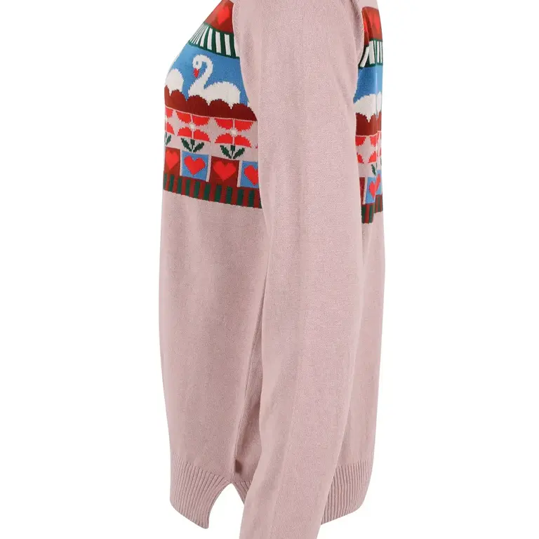 Danefae Danefae Cotton Jacquard Swan Sweater