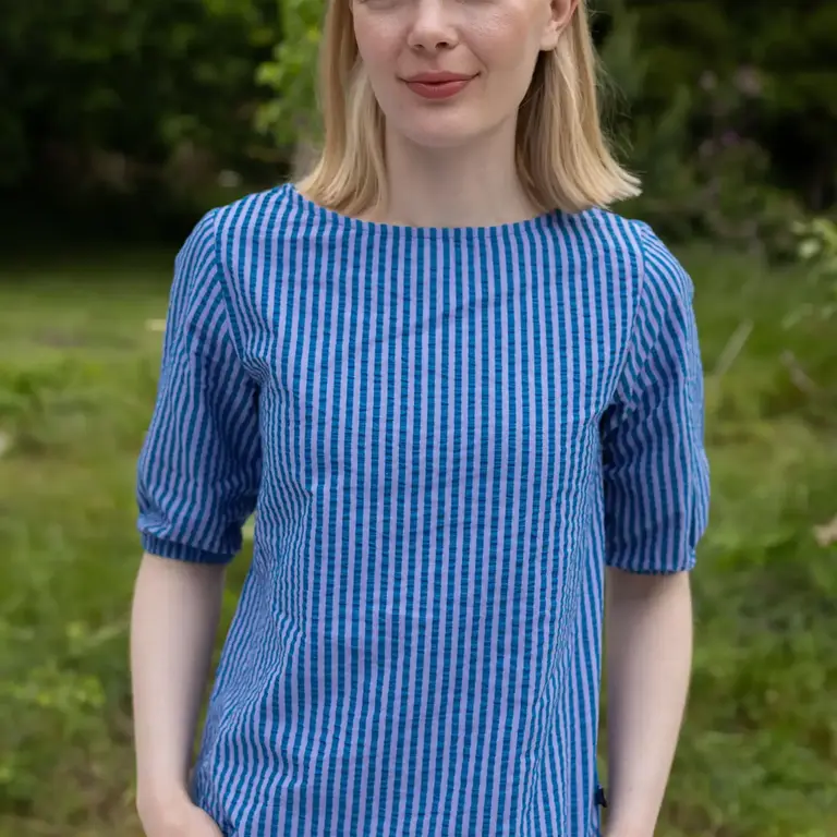 Danefae Danefae Cotton Seersucker Blouse Blue/Lilac