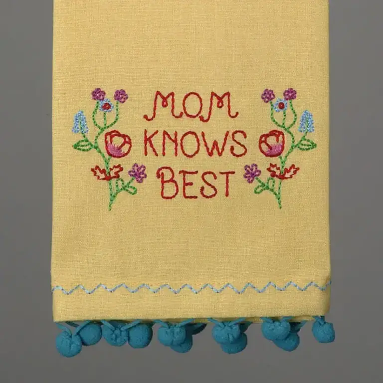 PK Handcraft Embroidered Linen/Cotton Kitchen Towel Mom Knows Best