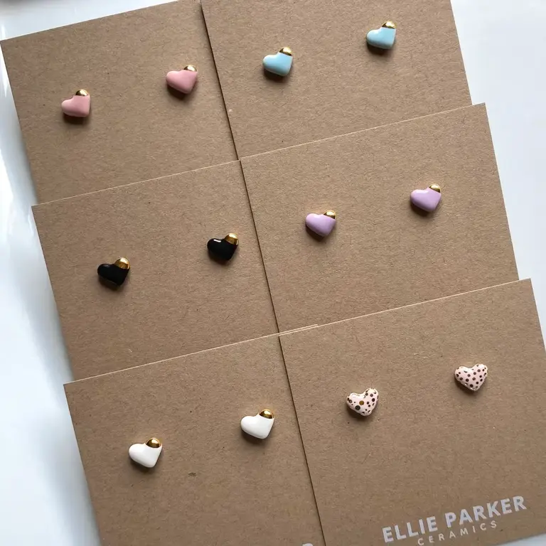 Ellie Parker Ellie Parker Ceramic Heart Studs Pink/Gold