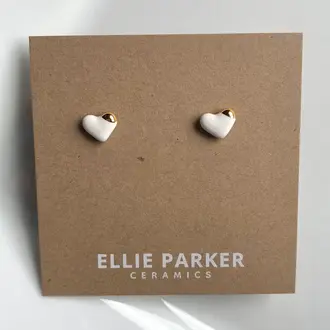 Ellie Parker Ellie Parker Ceramic Heart Studs White/Gold
