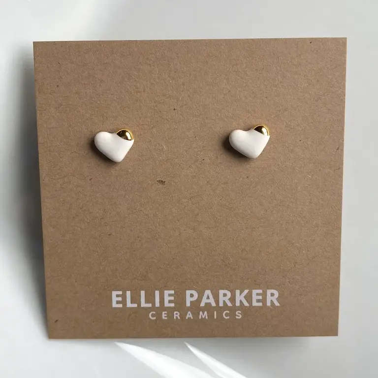 Ellie Parker Ellie Parker Ceramic Heart Studs White/Gold