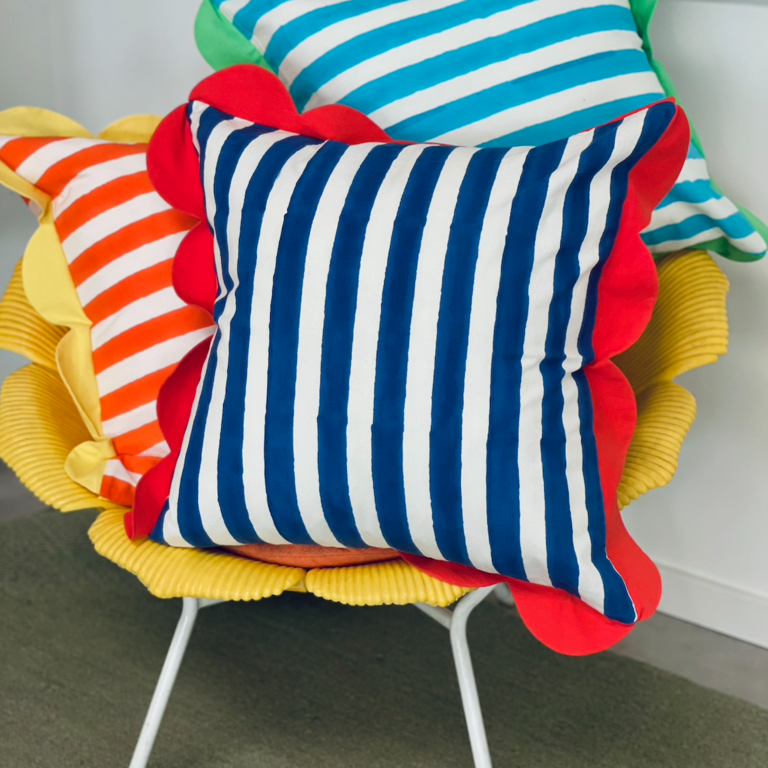 Kate Austin Kate Austin Cabana Stripe Cushion Blue/Red 20" - w Insert