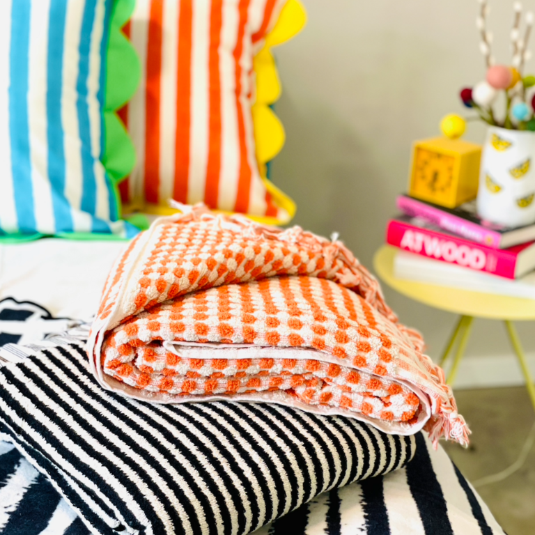 Kate Austin Kate Austin Cabana Stripe Cushion Orange/Yellow 20"  w Insert