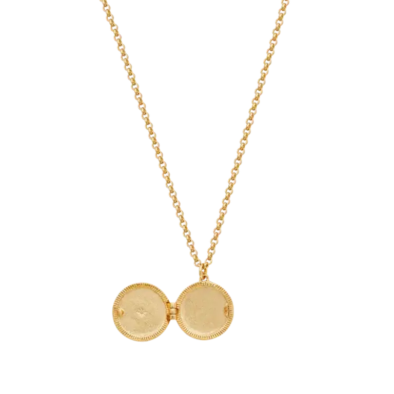 Fable England Fable Handpainted Gold Sun Locket Necklace