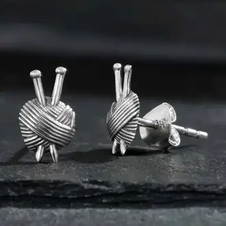 Nina Designs ND Yarn Ball Post Earrings Sterling Silver